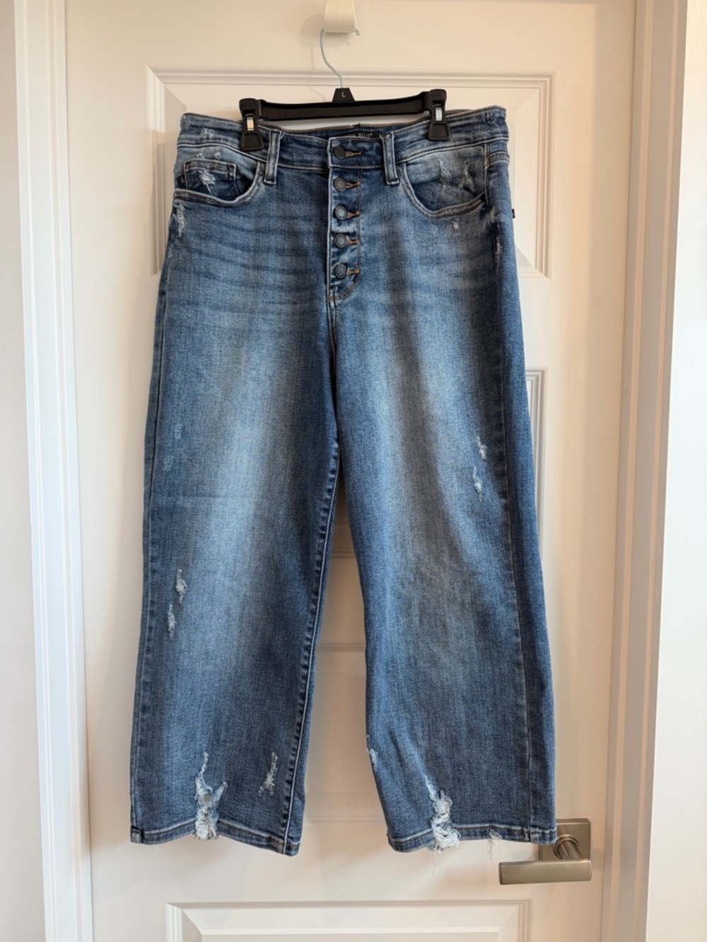 Judy Blue High-Rise Distressed Wide-Leg Jeans